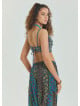 Lace Up Open Back Adjustable Navy Blue Authentic Blouse 4652